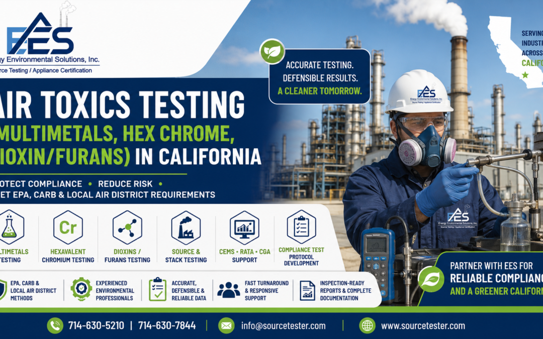 Air Toxics Testing (Multimetals, Hex Chrome & Dioxin/Furans) in California | Energy Environmental Solutions, Inc.