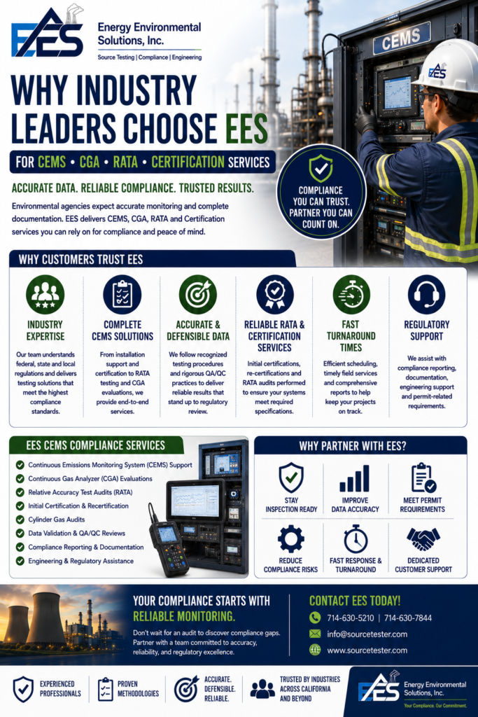 CEMS, CGA, RATA Certification Services in California
