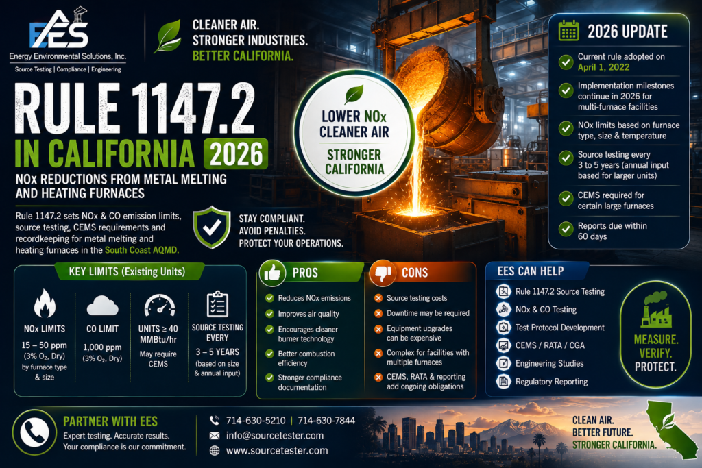 Rule 1147.2 California 2026 | Metal Furnace NOx Testing | EES