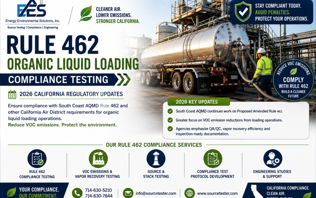 Rule 462 Organic Liquid Loading Compliance Testing in California | VOC Emissions Testing | Energy Environmental Solutions, Inc.