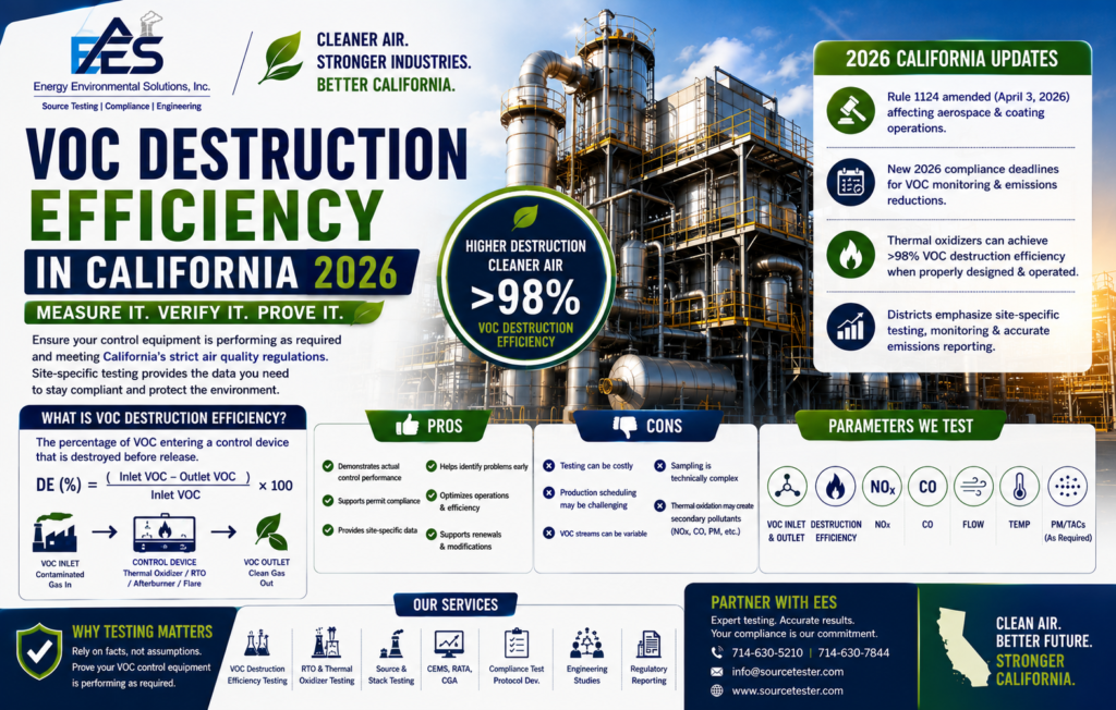 VOC Destruction Efficiency Testing Services in California